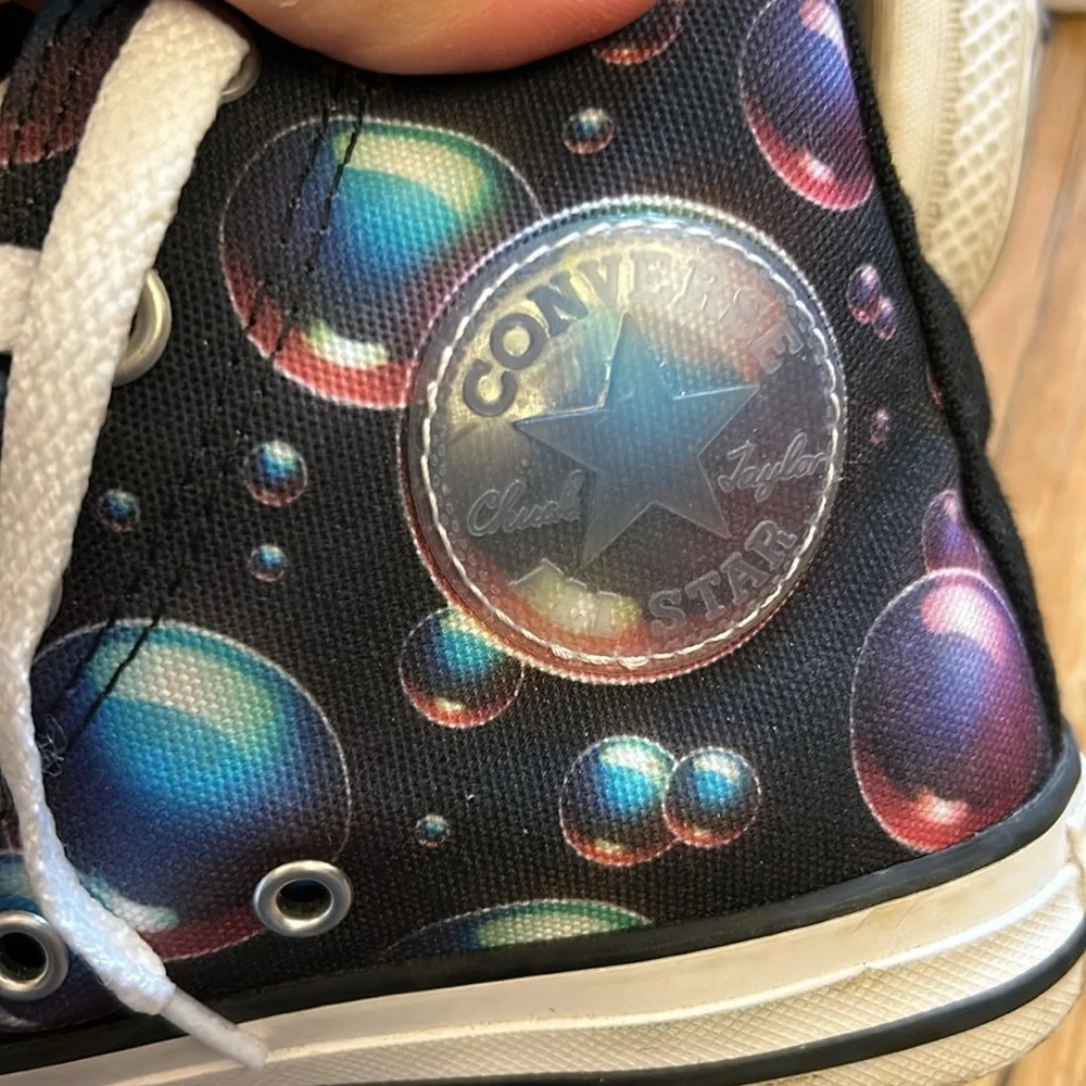 Converse Kids High Top Shoes Black/Purple/Blue Bubbles Size 1